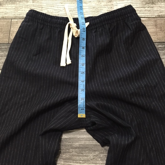 J crew tollegno 1900 wool stripe pants women’s 4 (Inseam 28) navy drawstring - Picture 3 of 13